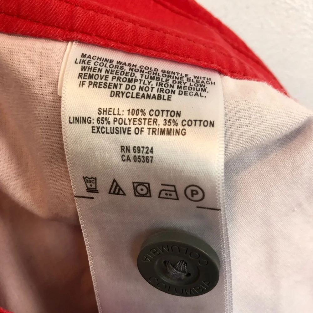 Columbia Flat Front Casual Chino Shorts Men's Size 40W Red Mid Rise‎ Pockets